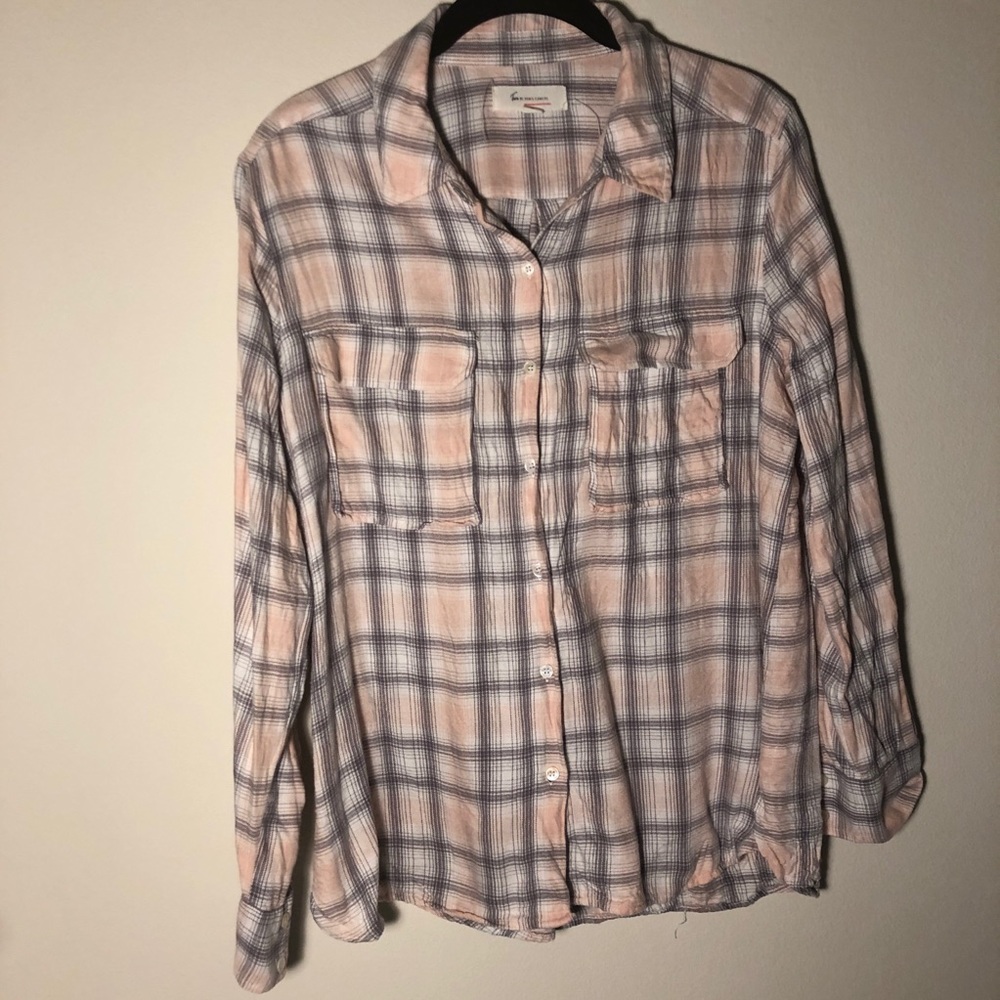Two by Vince Camuto | Soft pink plaid button-down - Picture 1 of 6